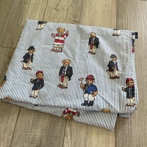 VGUC Ralph Lauren Polo Teddy Bear Striped Twin Flat Sheet